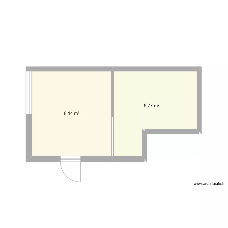 Salle de bain vierge. Plan de 2  et 15 m²