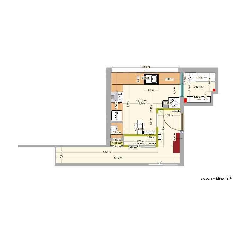 CUISINE. Plan de 5 pièces et 23 m2