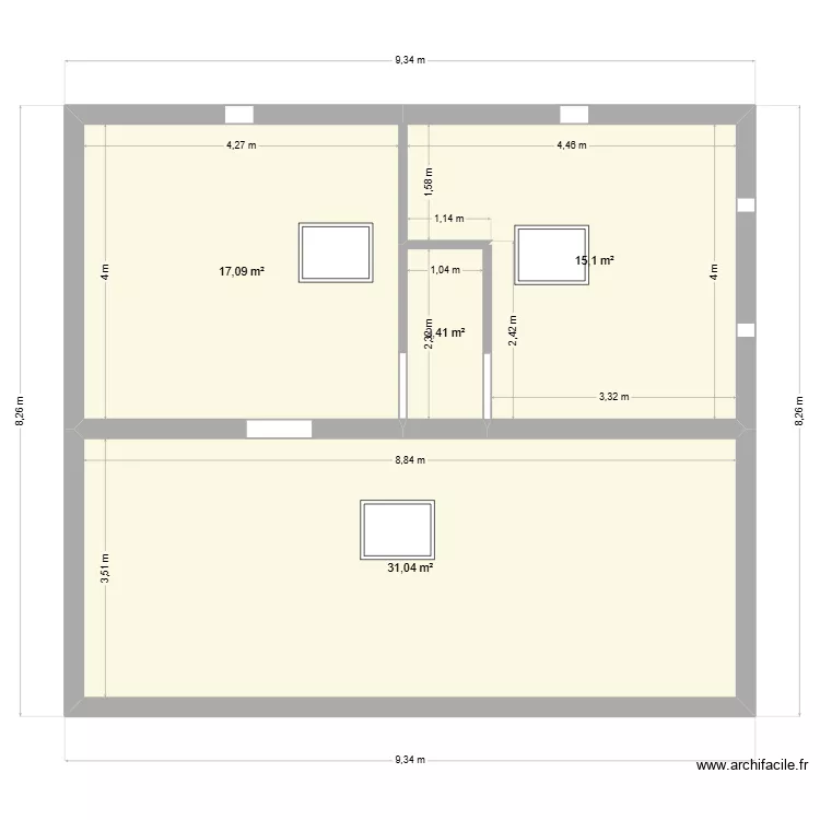 Comble Puppo. Plan de 4  et 66 m²