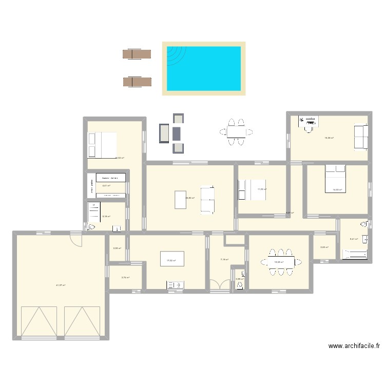 plan1. Plan de 17 pièces et 199 m2