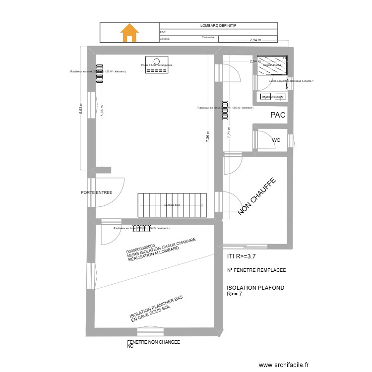 LOMBARD DEFINITIF. Plan de 1 pièce et 3 m2