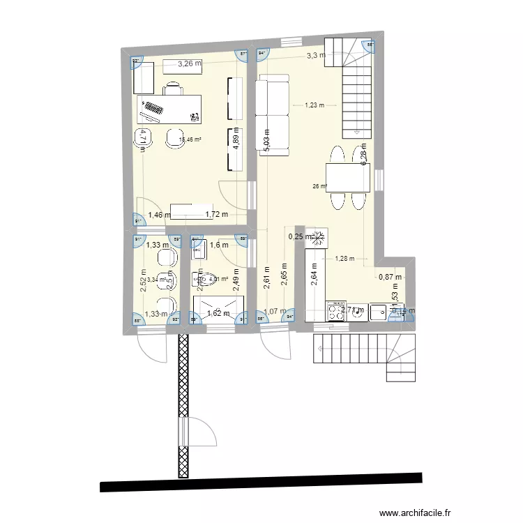 7,86 X 8,47. Plan de 