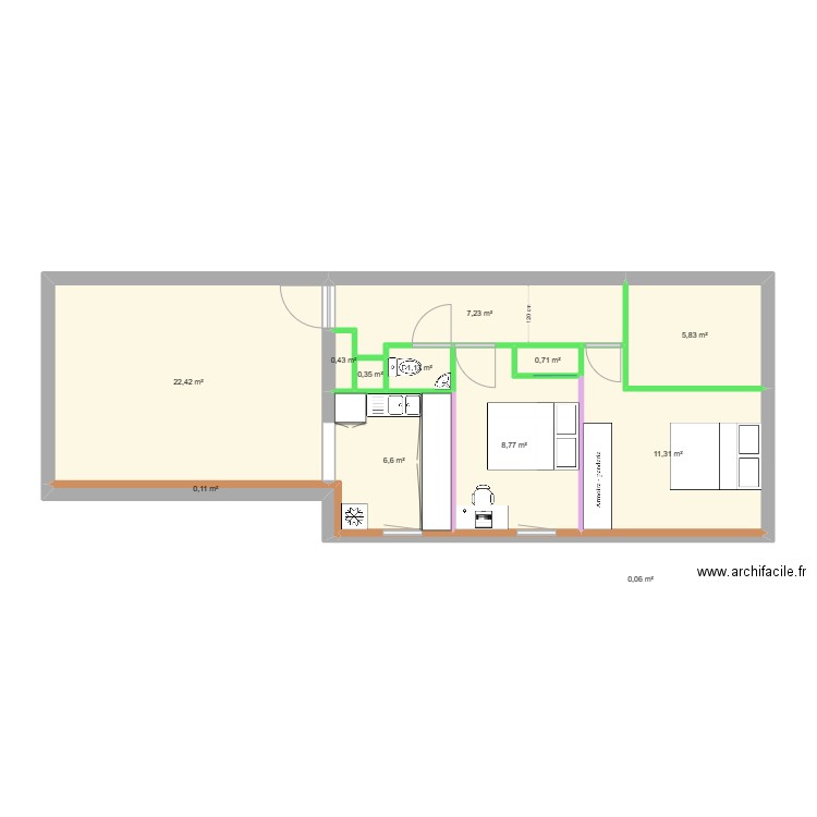 Croquis Morkerken apres. Plan de 12 pièces et 65 m2