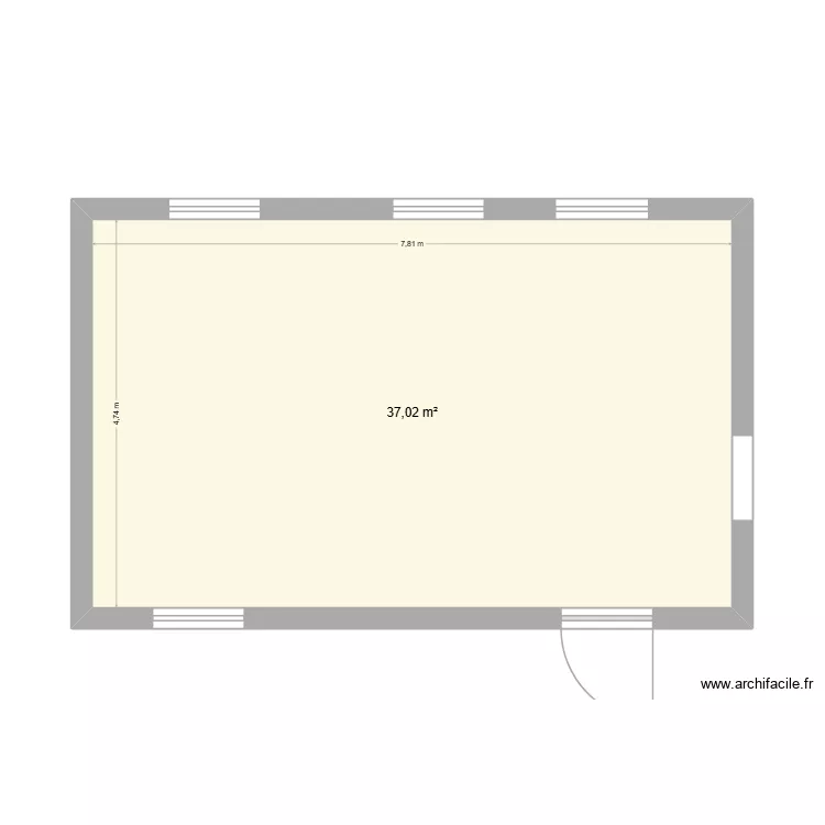 appartement vierge. Plan de 1  et 37 m²