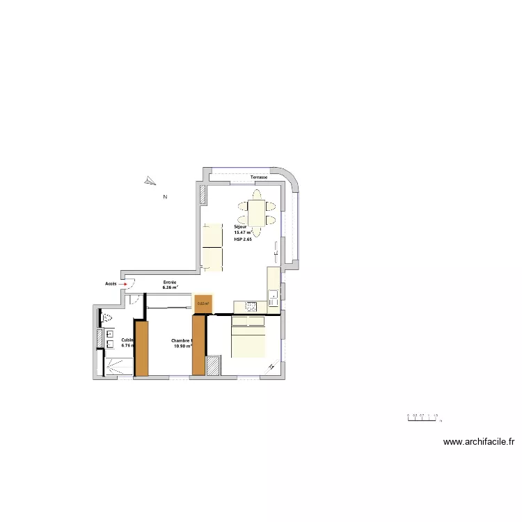 Plan Appartement Tara. Plan de 1  et 1 m²
