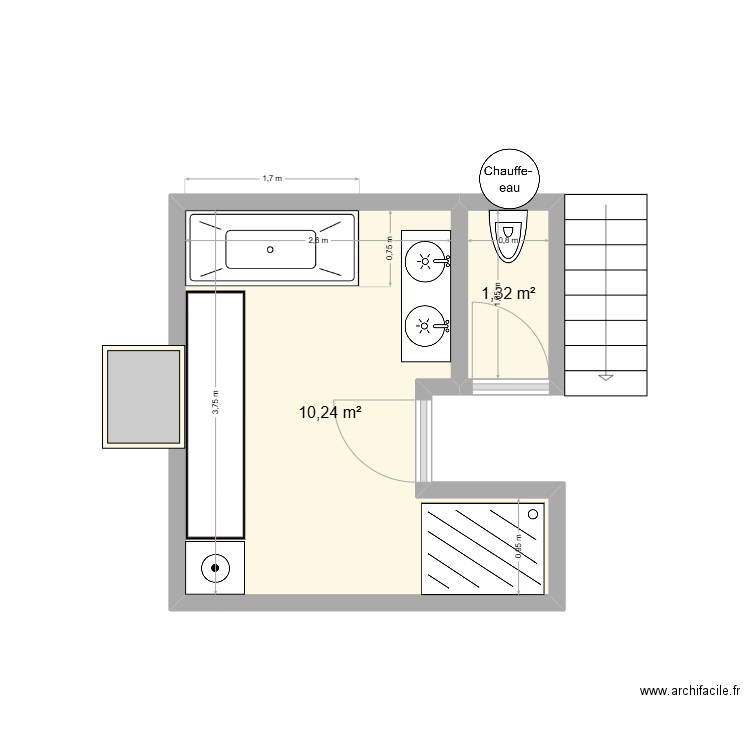 plessis belleville. Plan de 2 pièces et 12 m2