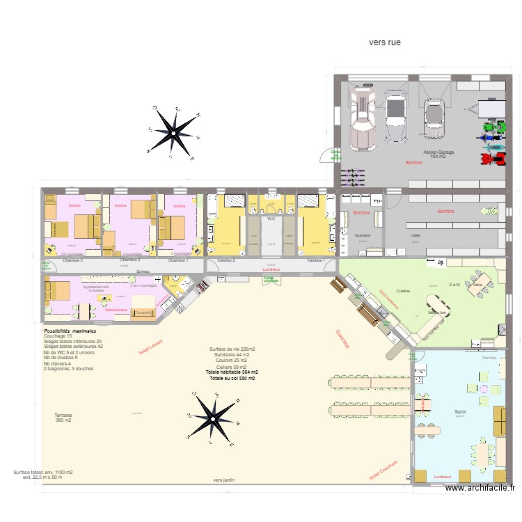 Maison  soleil 08. Plan de 21 pièces et 831 m2