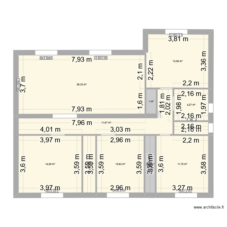 canari etage. Plan de 11 pièces et 103 m2