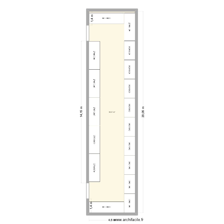 OZER. Plan de 1 pièce et 92 m2