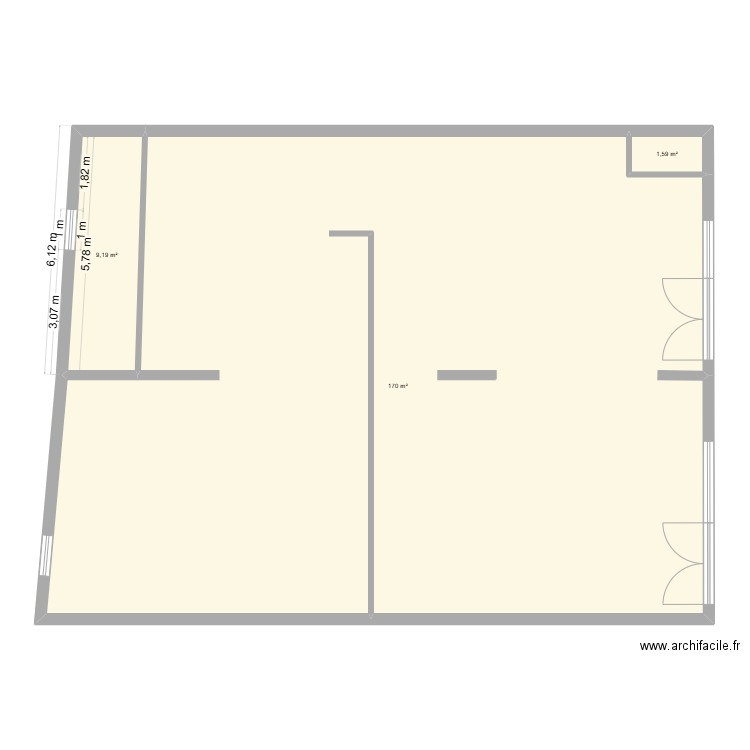 KOC aménagements. Plan de 3 pièces et 181 m2