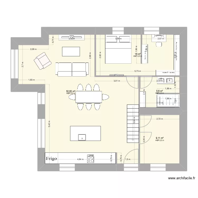 Nouveau plan gilbert. Plan de 4 pièces et 83 m²