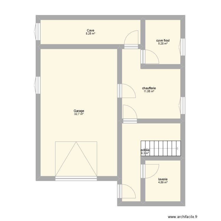 sous sol fontenoy. Plan de 6 pièces et 72 m2