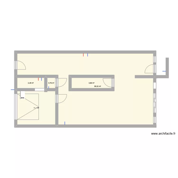 Benedenverdieping. Plan de 5  et 84 m²