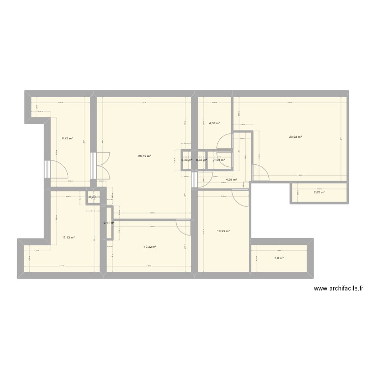 dagorno plan à la cote initial. Plan de 15 pièces et 106 m2