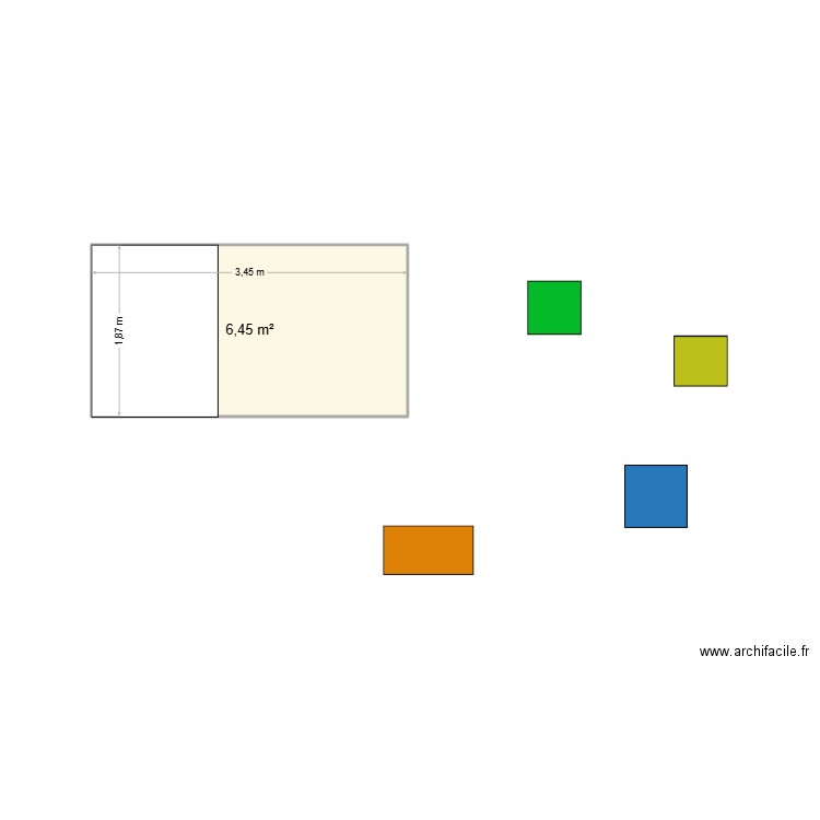van 1. Plan de 1 pièce et 6 m2