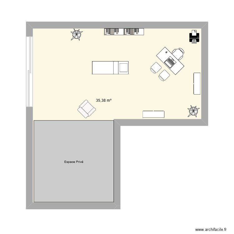 Cabinet Mélusine. Plan de 1 pièce et 35 m2