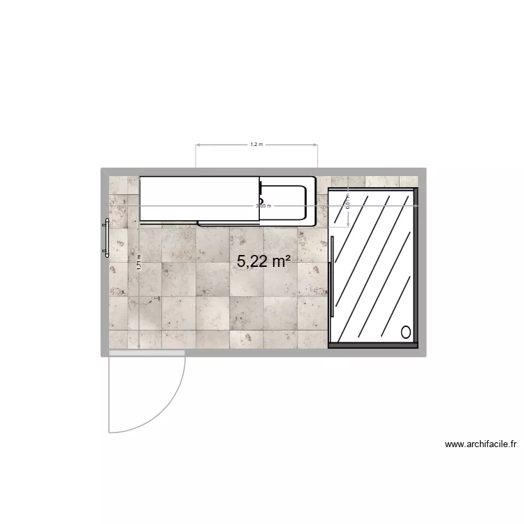3d dsb. Plan de 1 Pièce et 5 m²