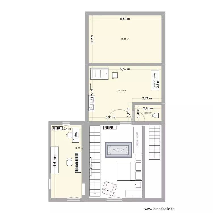 bonny. Plan de 4  et 56 m²