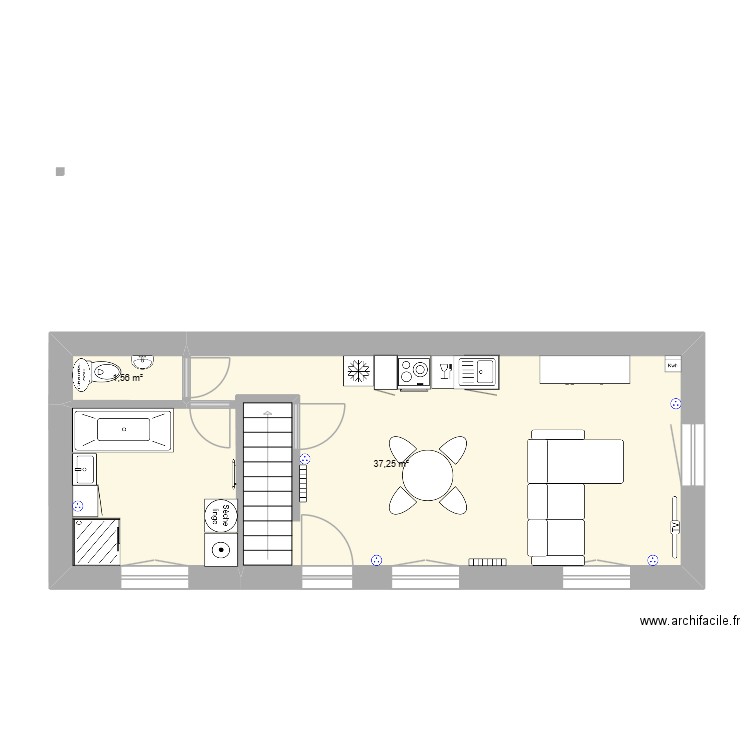 Croix barbet rez de chaussé. Plan de 2 pièces et 39 m2