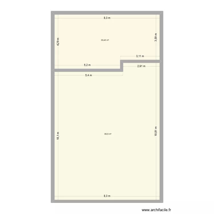 Habitation base. Plan de 2  et 119 m²