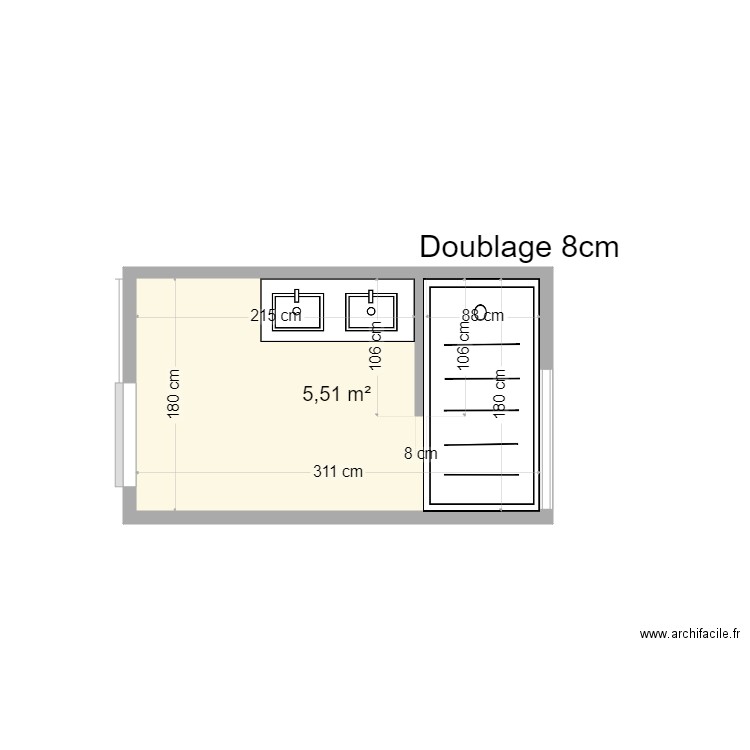 Kevin JOUET. Plan de 1 pièce et 6 m2