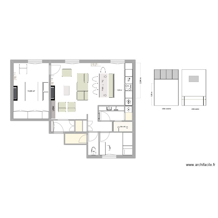 charlot 11 BIS. Plan de 8 pièces et 53 m2
