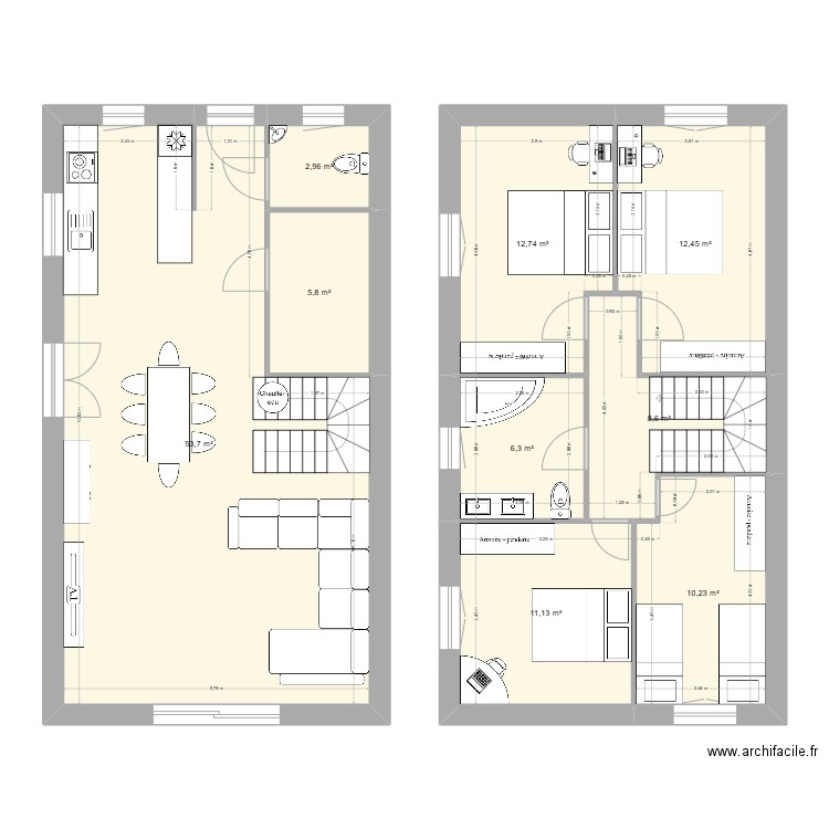 maisons mitoyennes 120. Plan de 9 pièces et 124 m2