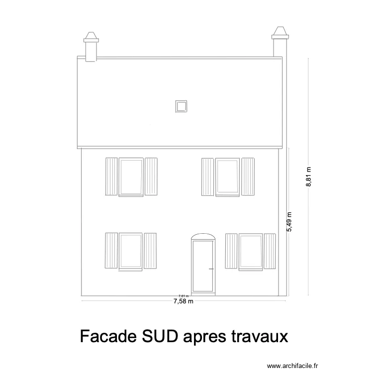 facade sud apres travaux V2. Plan de 