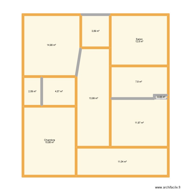 nouveau. Plan de 11 pièces et 98 m2