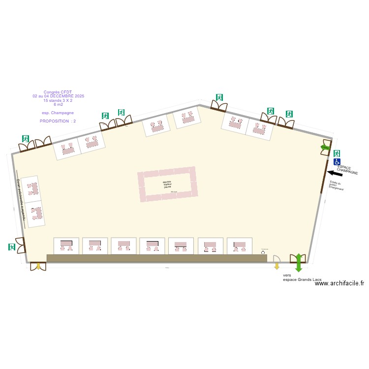 Congrès CFDT 02 au 04 Déc  2025  espace champagne prop 2. Plan de 1 pièce et 584 m2