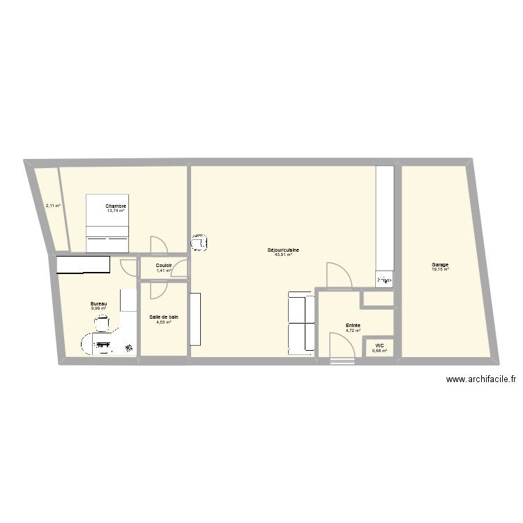 maison guigui. Plan de 9 pièces et 104 m2