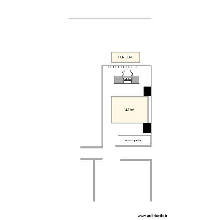 CHAMBRE NOAM. Plan de 2 pièces et 4 m2