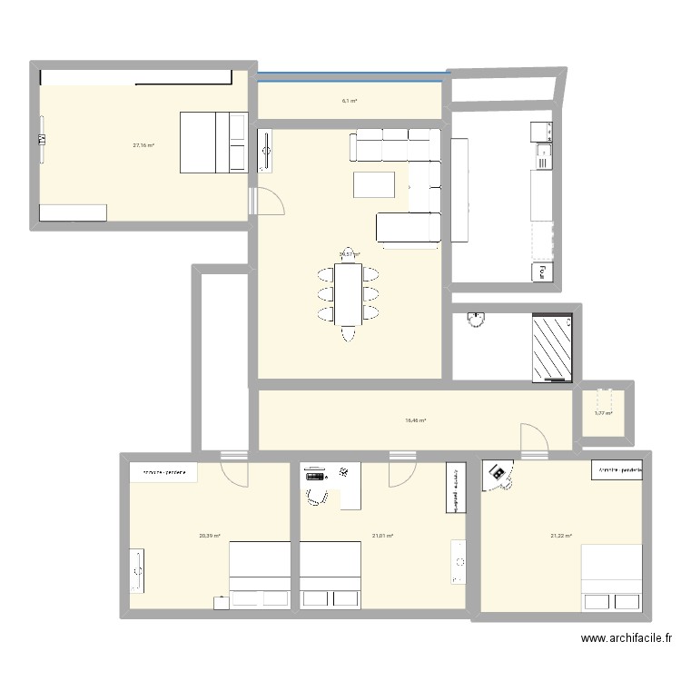 Bramsou. Plan de 8 pièces et 154 m2
