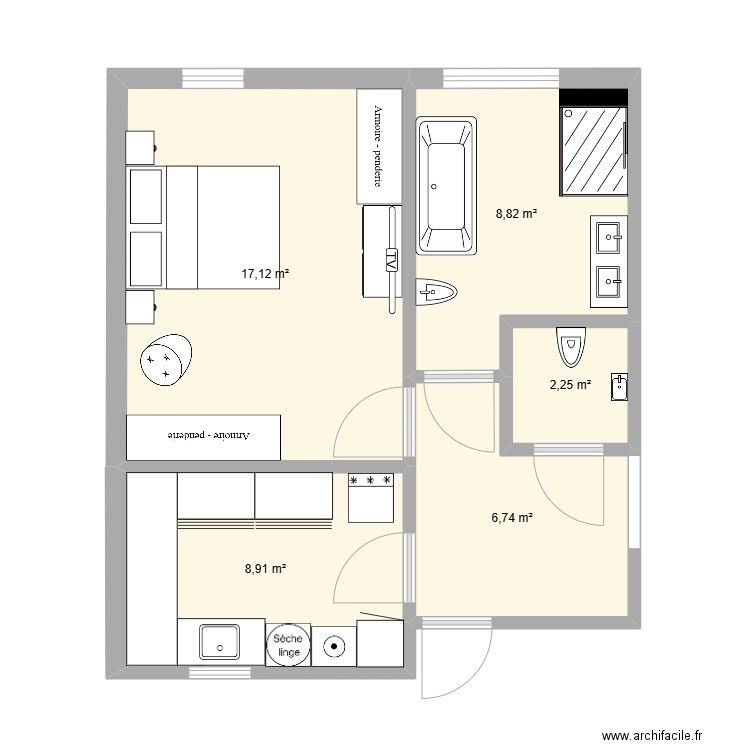 GRANGE. Plan de 5 pièces et 44 m2