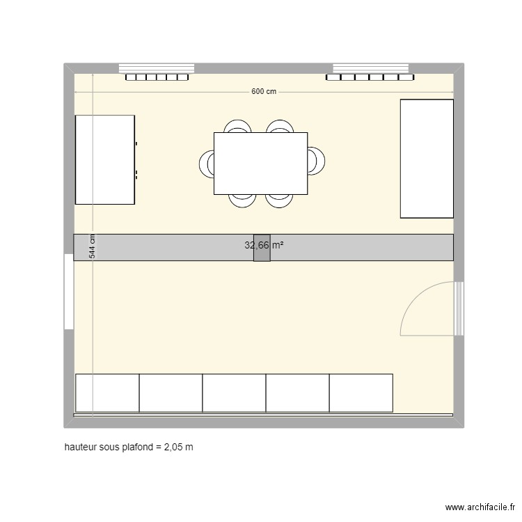 Sacristie. Plan de 1 pièce et 33 m2