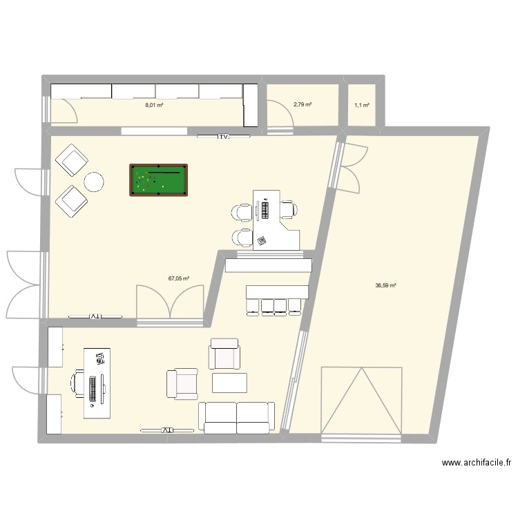 local feuillette. Plan de 5 pièces et 116 m2