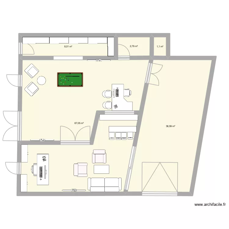 local feuillette. Plan de 5 pièces et 116 m²