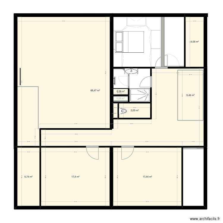 projet 04. Plan de 16 pièces et 240 m2