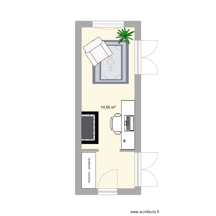 BUREAU SALON - 24 ROOSEVELT. Plan de 1 pièce et 15 m2