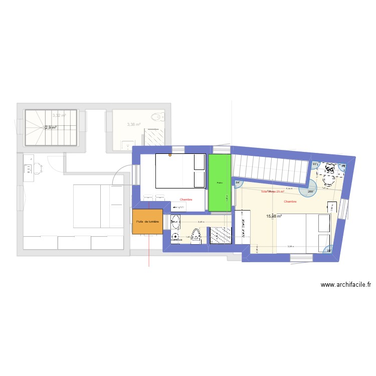 2208 2025. Plan de 4 pièces et 25 m2