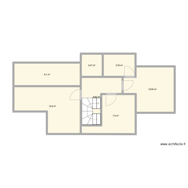 elancourt etage 1. Plan de 7 pièces et 52 m2