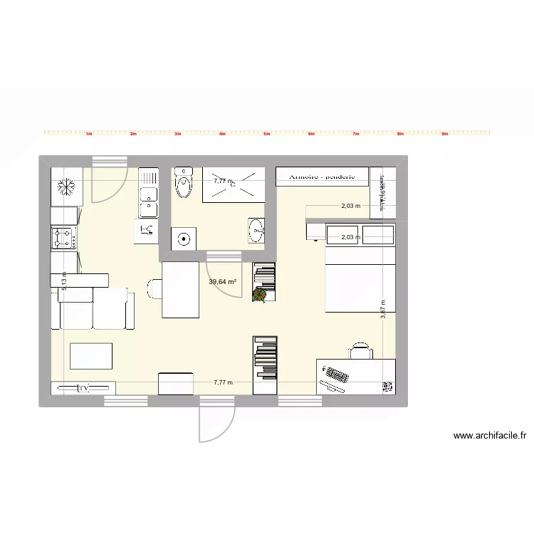 Pop 2. Plan de 1  et 40 m²