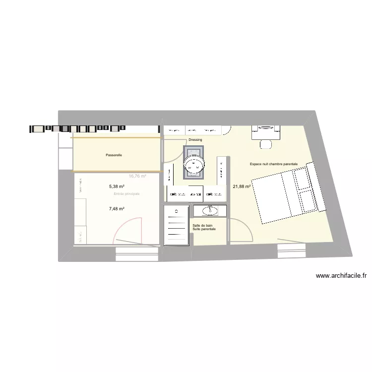 Plan Auxonne pi&egrave;ces/pi&egrave;ces. Plan de 6  et 77 m²