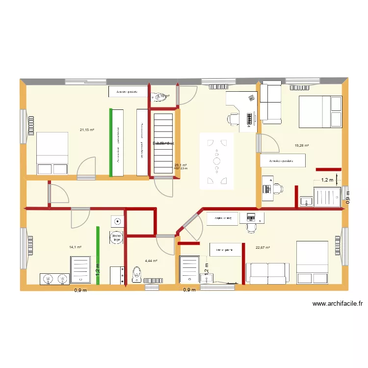 MAISON 70 - 27-06-26. Plan de 8  et 115 m²