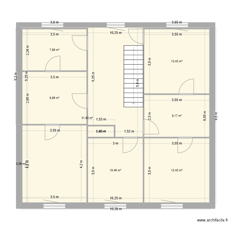 KLOPFENSTEIN 1er étage. Plan de 9 pièces et 94 m2