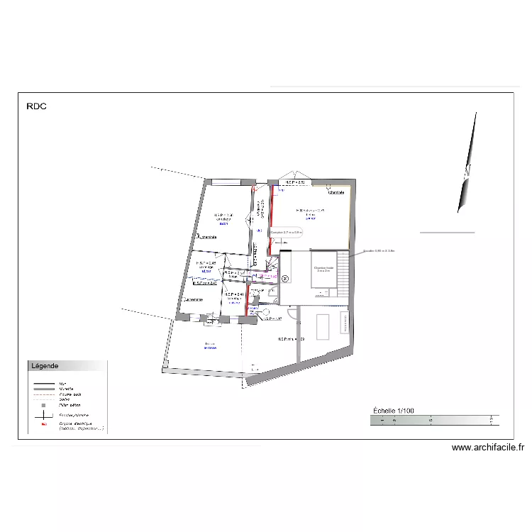 plan chambre froide / escalier. Plan de 