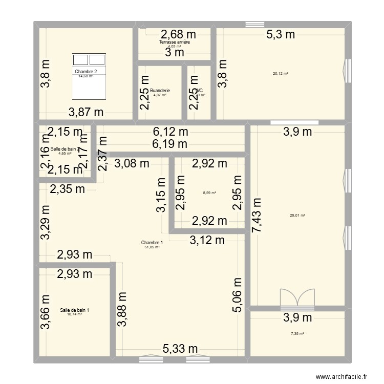 lan Judu=y. Plan de 11 pièces et 157 m2