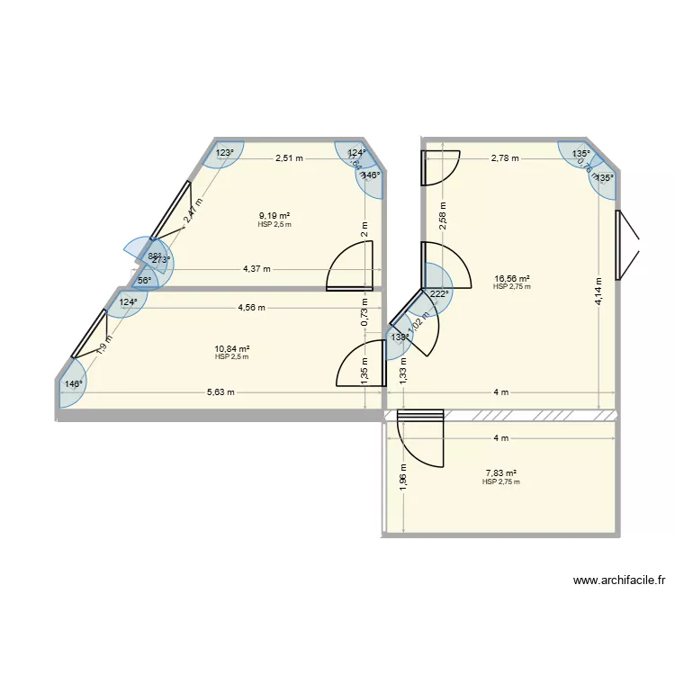 chantier CANROB. Plan de 4  et 44 m²