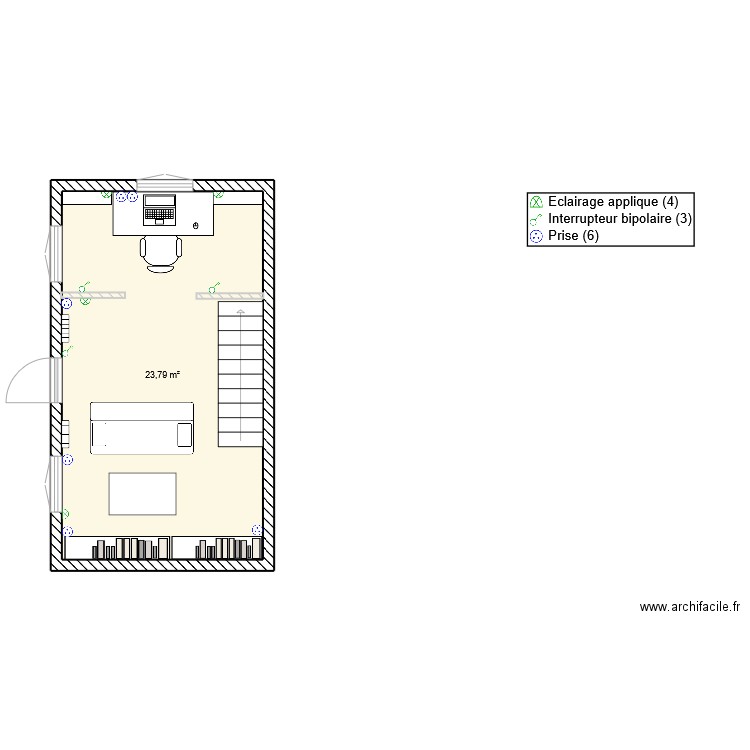 Futur chambre. Plan de 1 pièce et 24 m2