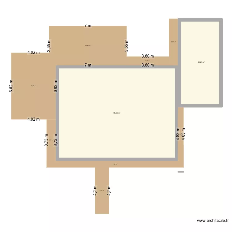 Projet terrasse maison. Plan de 2 Pièces et 111 m²